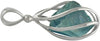 Starborn Aqua Aura Quartz Crystal Point in 925 Sterling Silver Spiral Cage
