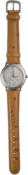 Starborn Creations Genuine Gibeon Meteorite Large 30 mm Face Watch with Brown Leather Band