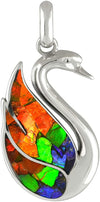 Starborn Ammolite Swan Pendant in Sterling Silver