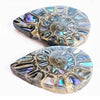 Ammonit mit Abalone-Inlay-Cabochons 25 mm – 1 Paar