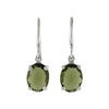 Starborn Moldavite Faceted Oval Drop Earrings in Sterling SIlver