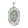 Starborn Creations Sterling Silver Faceted Quartz Window Drusy Pendant in Pink and Green
