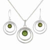 Starborn Moldavite Pendant and Earring Set in Sterling Silver – Round Cut Graduated Orbit Design